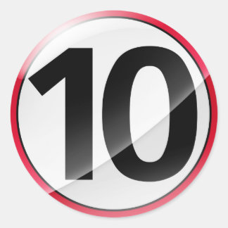 Number 10 red sticker