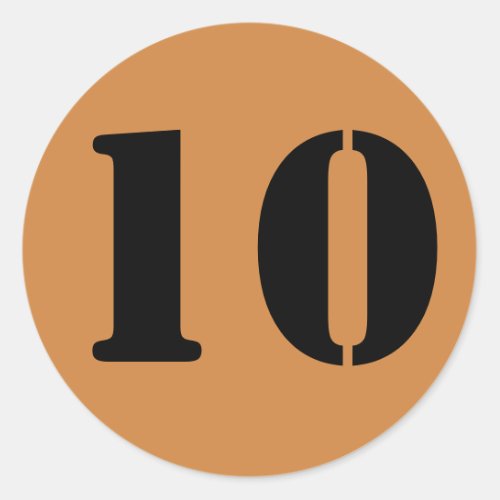 Number 10 Ten Peru Gold Stencil Numbers by Janz Classic Round Sticker