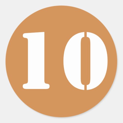 Number 10 Ten Peru Gold Stencil Numbers by Janz Classic Round Sticker