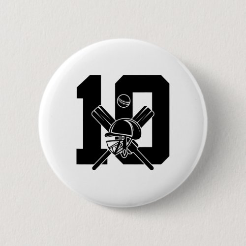 Number 10 Years Cricket 10th Birthday  Button