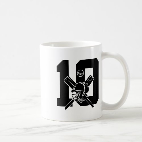 Number 10 Years Cricket 10th Birthday  Coffee Mug