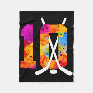 Number 10 Years Ice Hockey 10th Birthday (2)  Fleece Blanket