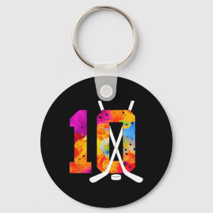 Number 10 Years Ice Hockey 10th Birthday (2)  Keychain