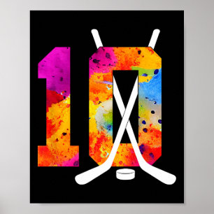 Number 10 Years Ice Hockey 10th Birthday (2) Poster