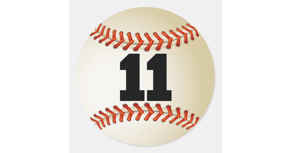 Number 11 Baseball Classic Round Sticker | Zazzle