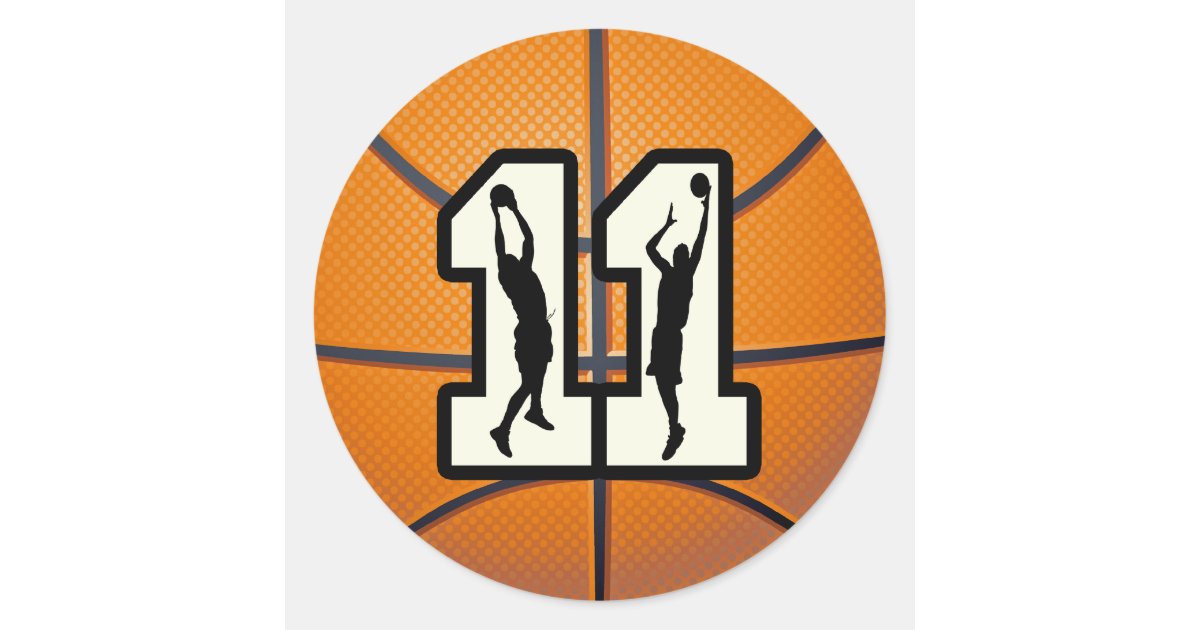 Number 11 Basketball and Players Classic Round Sticker | Zazzle.com
