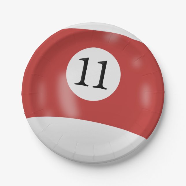 Number 11 billiard ball paper plates (Front)