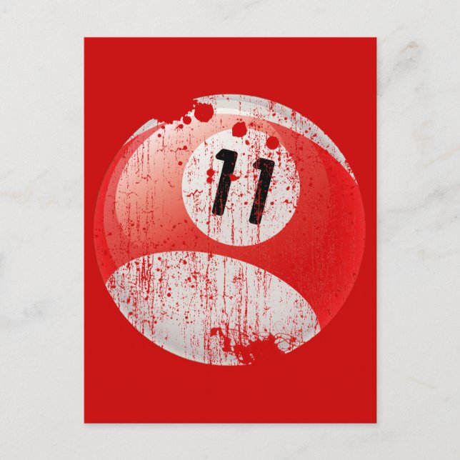 NUMBER 11 BILLIARDS BALL - ERODED STYLE POSTCARD (Front)