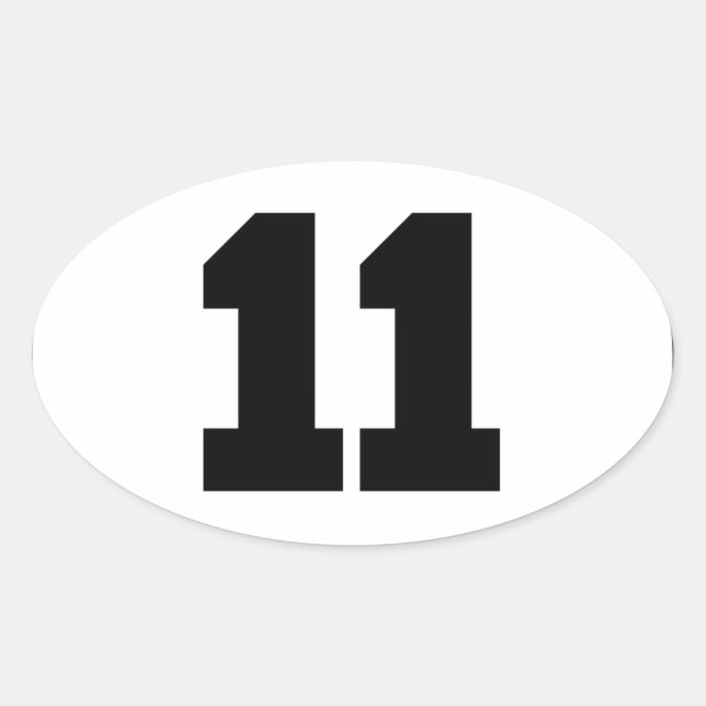 Number 11 Circle Oval Sticker (Front)