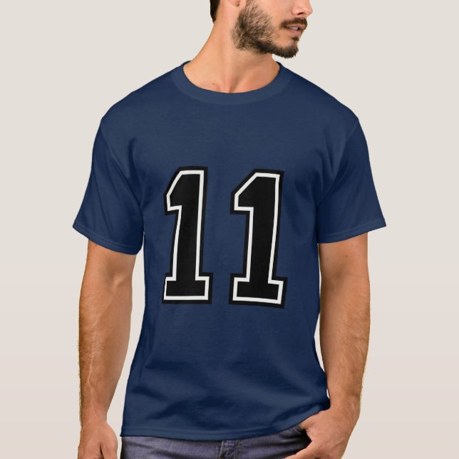 Number 11 Custom Sports Jersey | Varsity Birthday  T-Shirt (Front)