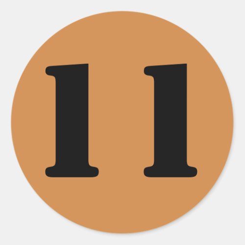 Number 11 Eleven Peru Gold Stencil Numbers by Janz Classic Round Sticker