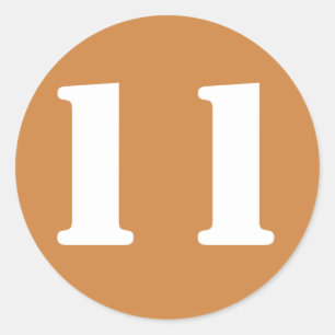 Number 11 Eleven Peru Gold Stencil Numbers by Janz Classic Round Sticker