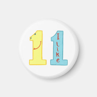 Number 11 magnet with yellow, blue, and red