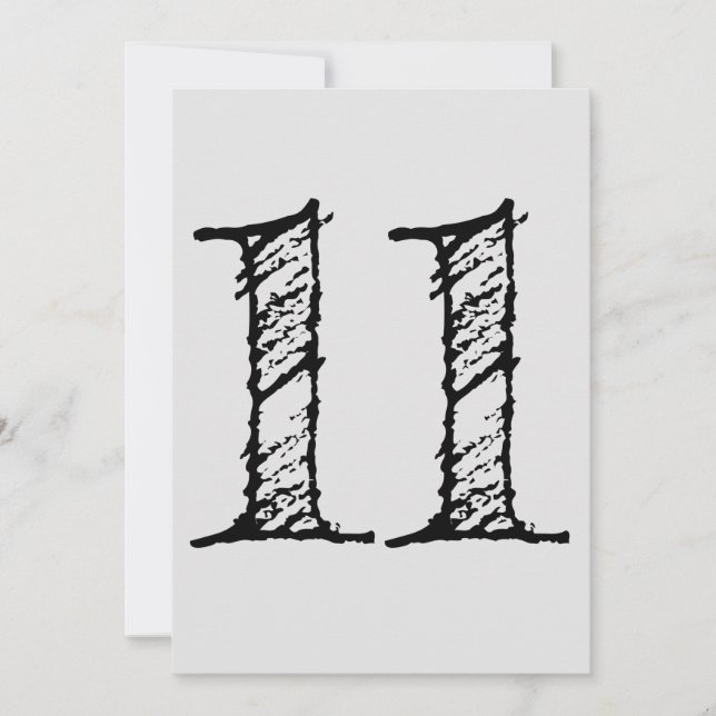 number 11 number eleven giant manuscript invitation (Front)