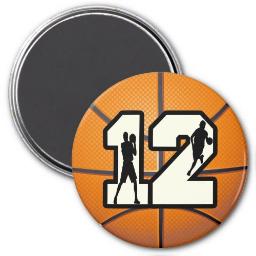 Number 12 Basketball and Players Magnet