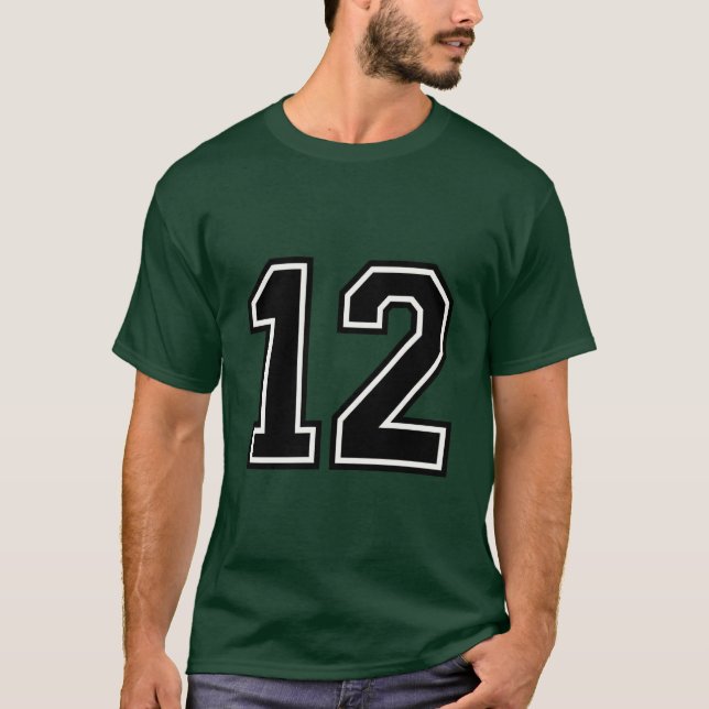 Number 12 Custom Sports Jersey Varsity Birthday  T-Shirt (Front)