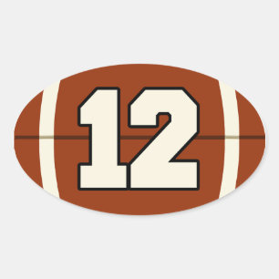 Number 12 Football Sticker. Oval Sticker