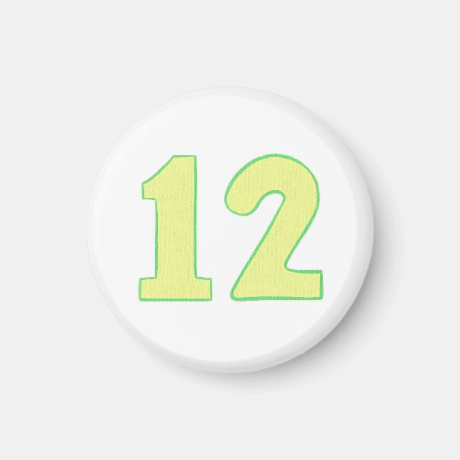 Number 12 magnet with yellow and green (Front)