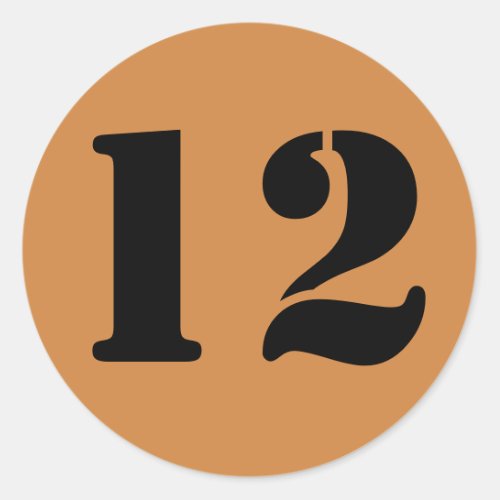 Number 12 Twelve Peru Gold Stencil Numbers by Janz Classic Round Sticker