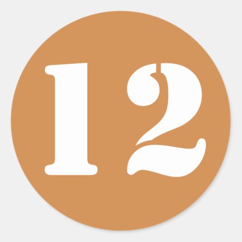 Number 12 Twelve Peru Gold Stencil Numbers by Janz Classic Round Sticker