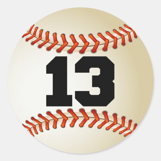 Number 13 Baseball Classic Round Sticker (Front)
