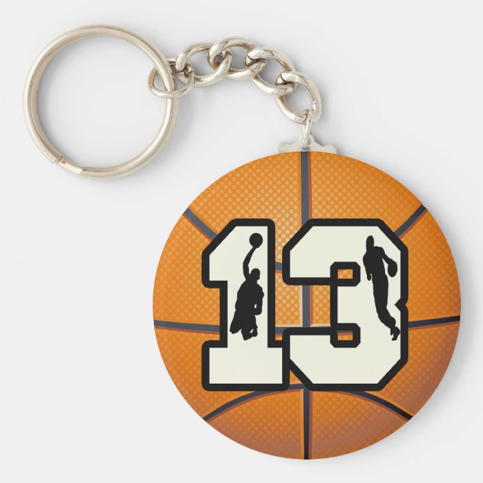 Number 13 Basketball and Players Key Chains