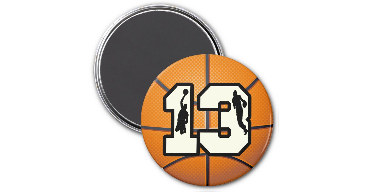 Number 13 Basketball and Players Magnet | Zazzle.com