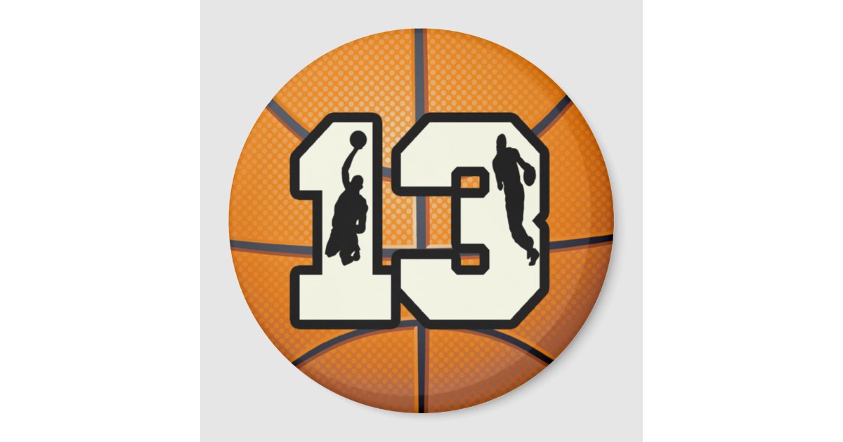 Number 13 Basketball and Players Magnet | Zazzle.com