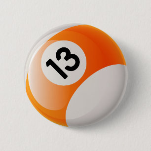 NUMBER 13 BILLIARDS BALL PINBACK BUTTON