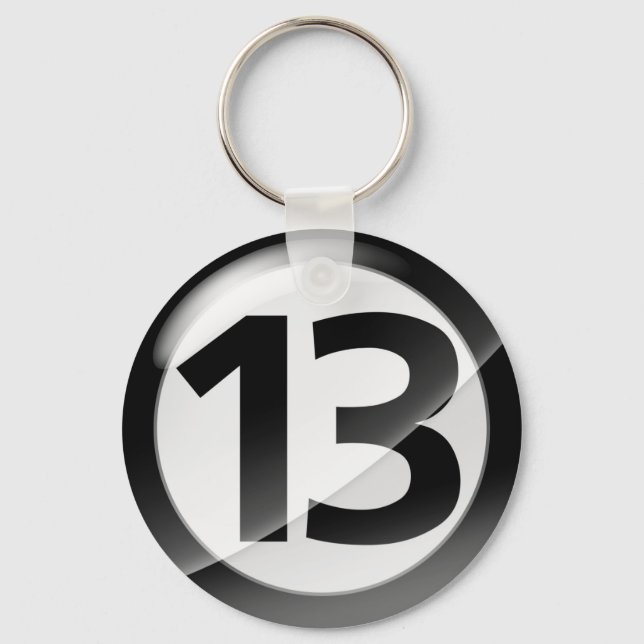 Number 13 black Key Chain (Front)
