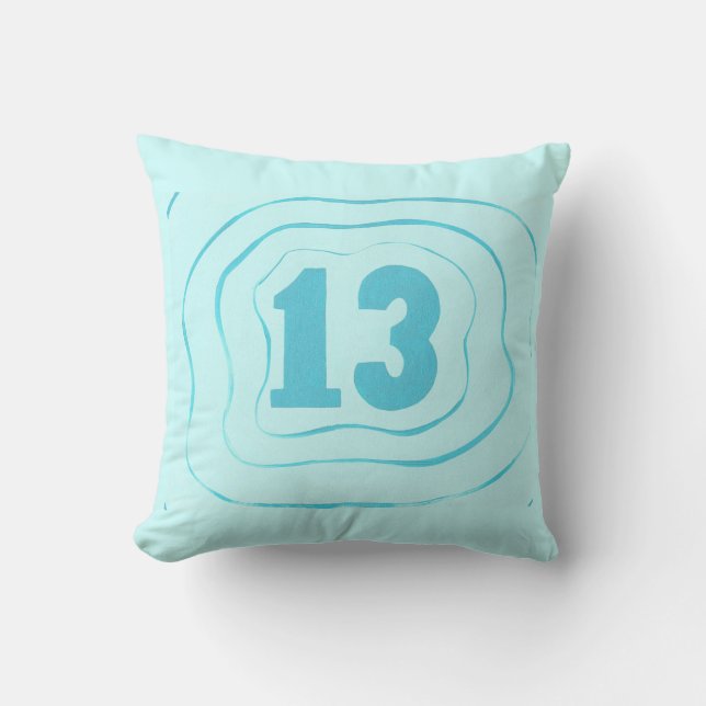 Number 13 Blue Water Ripples Pattern Pillows (Front)