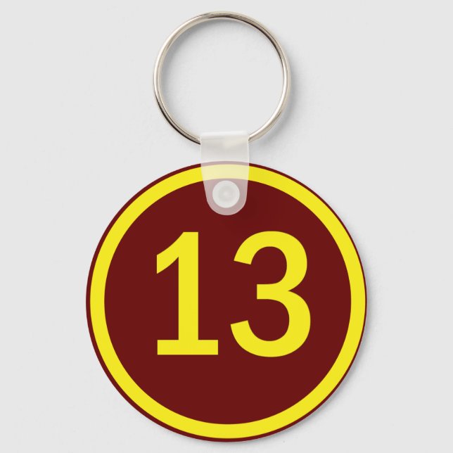 number 13 in a circle keychain (Front)