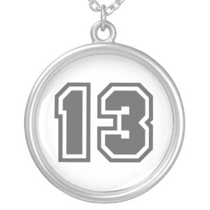 Number 13 silver plated necklace