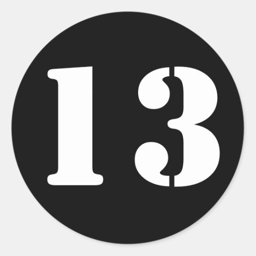 Number 13 Thirteen Black Stencil Numbers by Janz Classic Round Sticker