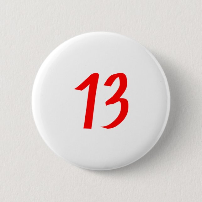 Number 13 thirteen red color button (Front)