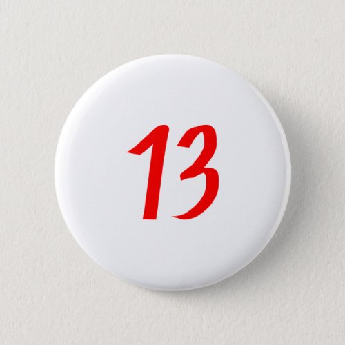 Number 13 thirteen red color button