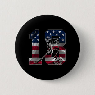 Number 13 Years Ice Hockey 13th Birthday  Button
