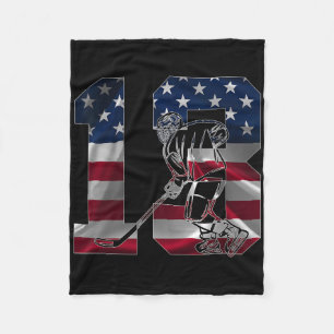 Number 13 Years Ice Hockey 13th Birthday Fleece Blanket
