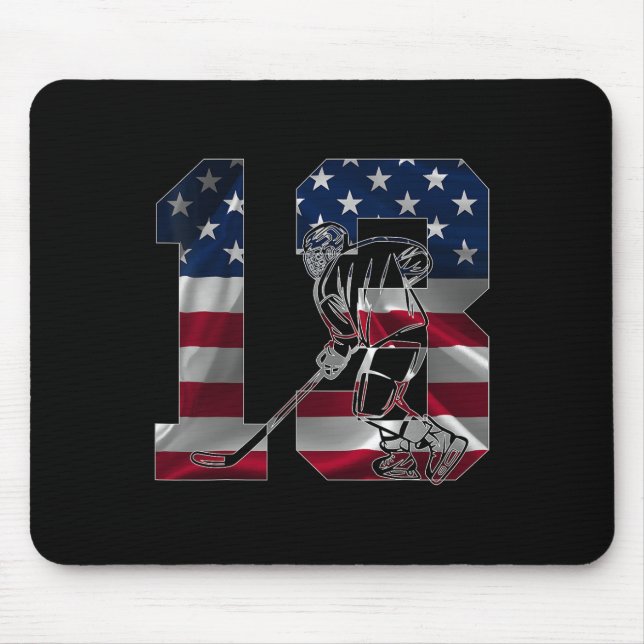 Number 13 Years Ice Hockey 13th Birthday  Mouse Pad (Front)