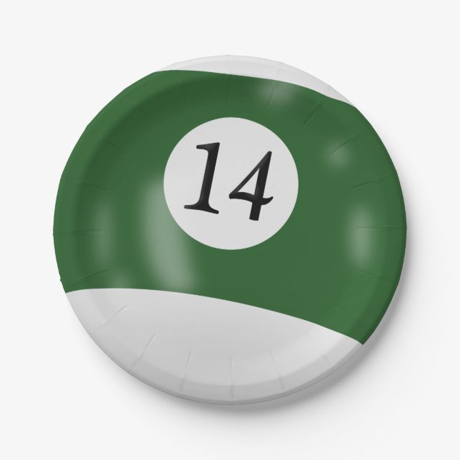 Number 14 billiard ball paper plates (Front)