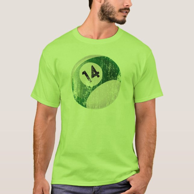 NUMBER 14 BILLIARDS BALL - ERODED STYLE T-Shirt (Front)