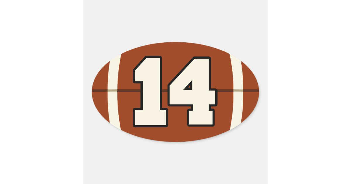 number-14-football-sticker-oval-sticker-zazzle