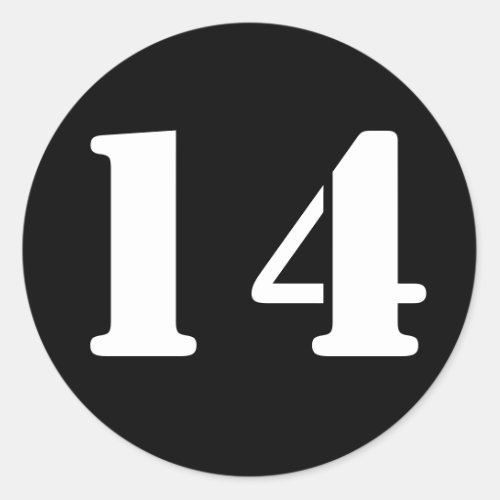 Number 14 Fourteen Black Stencil Numbers by Janz Classic Round Sticker
