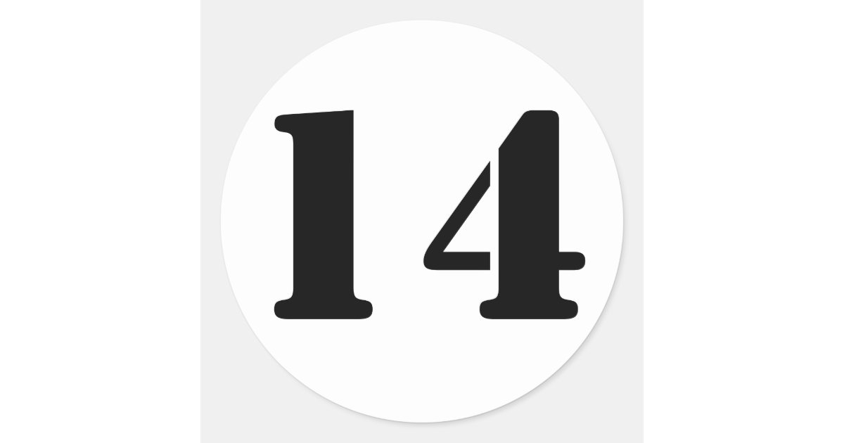 Number 14 Asthetic Number 14 Fourteen White Stencil Numbers by Janz Classic Round Sticker ...