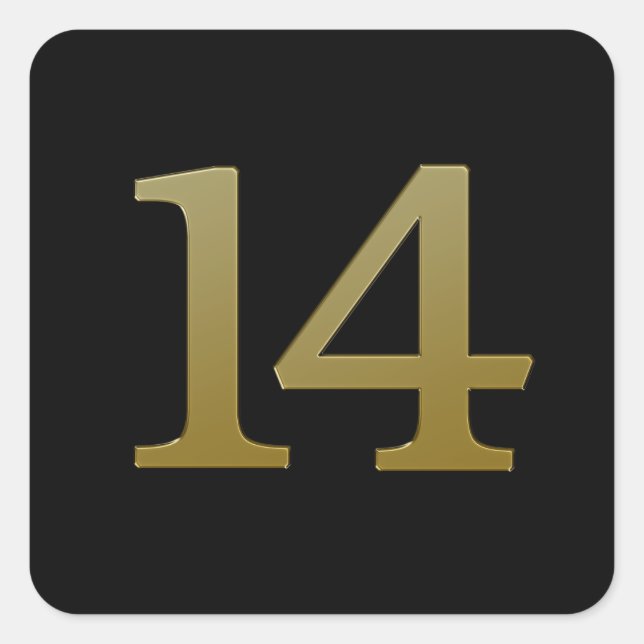 Number 14 Gold Square Sticker (Front)