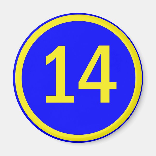 number 14 in a circle magnet (Front)