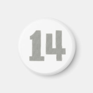 Number 14 magnet in silver and gray