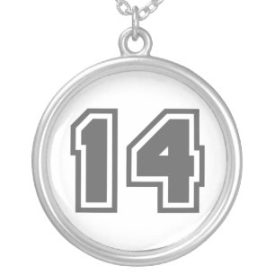 Number 14 silver plated necklace