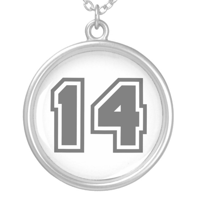 Number 14 silver plated necklace (Front)