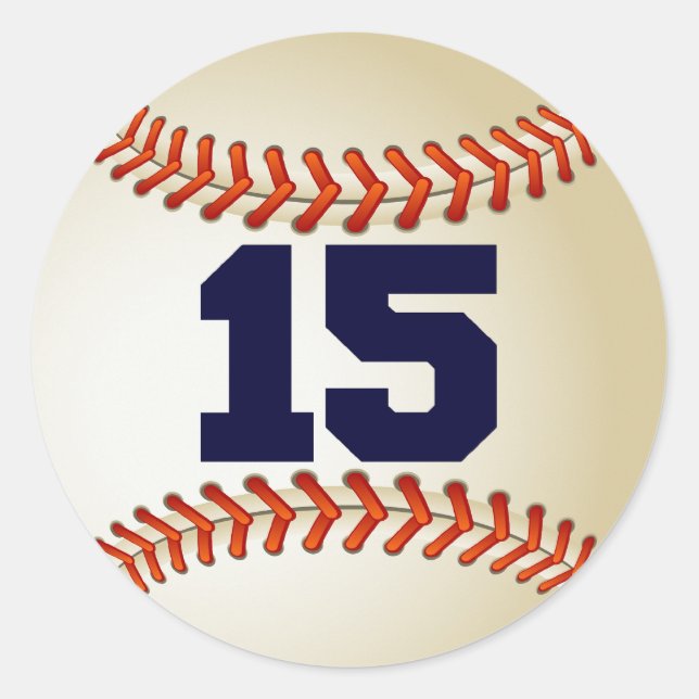 Number 15 Baseball Classic Round Sticker (Front)